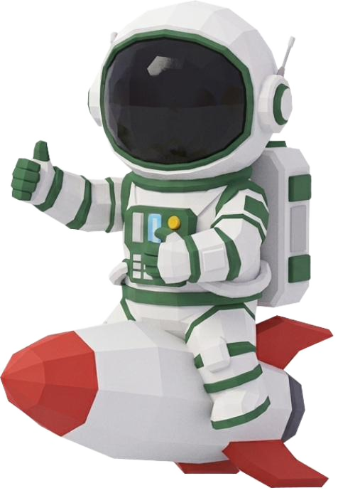 Maskot astronaut Umzah Net naik roket